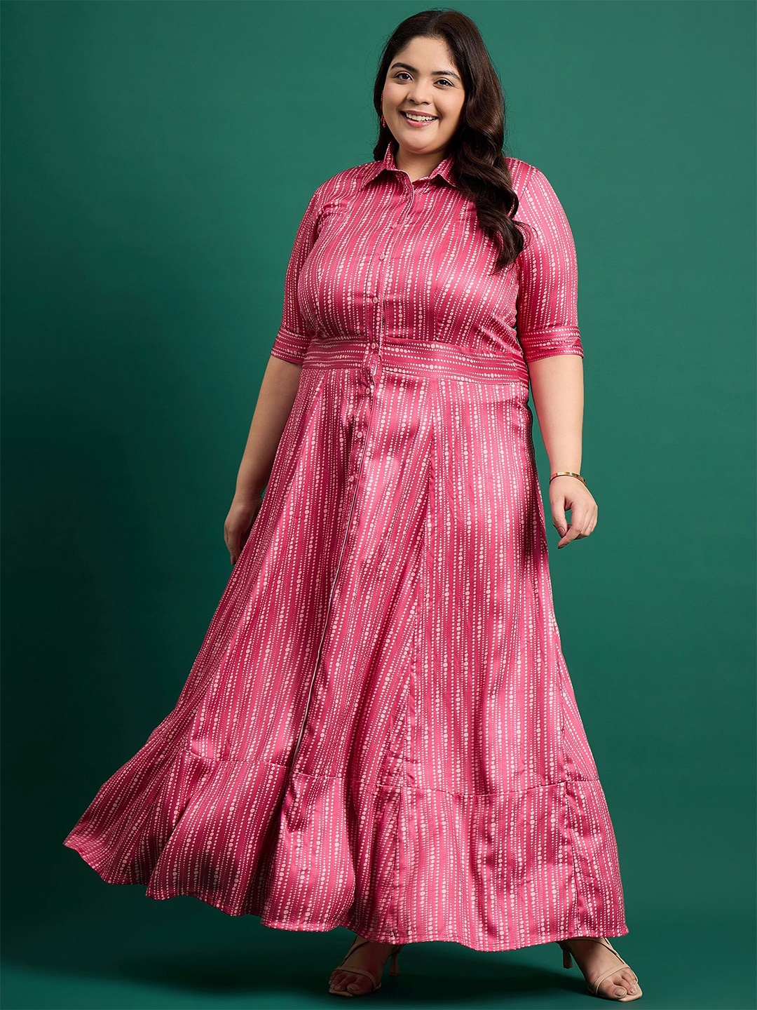 

DressBerry Curve Women Printed Crepe Maxi Dress, Pink