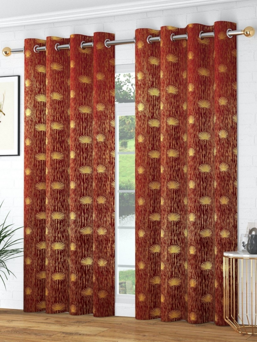 

Galaxy Home Decor Maroon Set of 2 Room Darkening Door Curtain