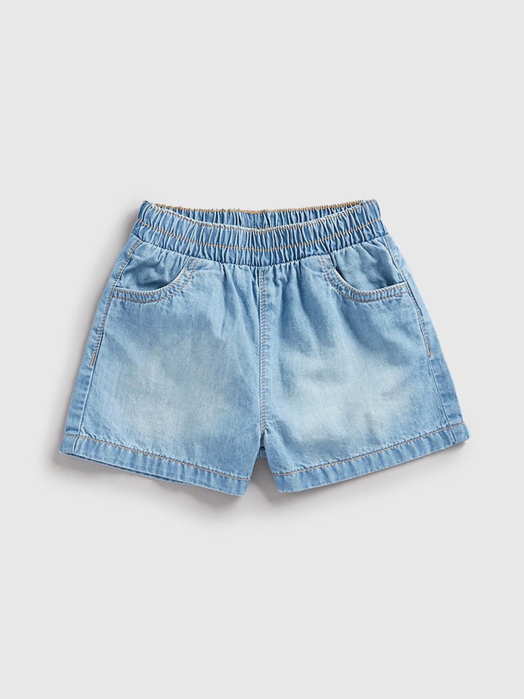 

mothercare Girls Pure Cotton Denim Slip On Shorts, Blue