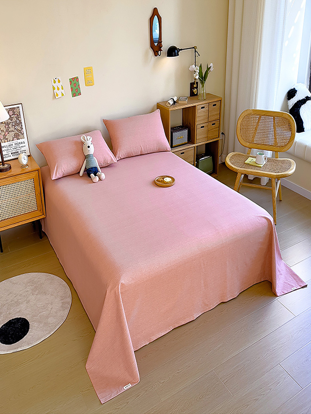 

JC HOME Pink 140 TC Queen Bedsheet with 2 Pillow Covers