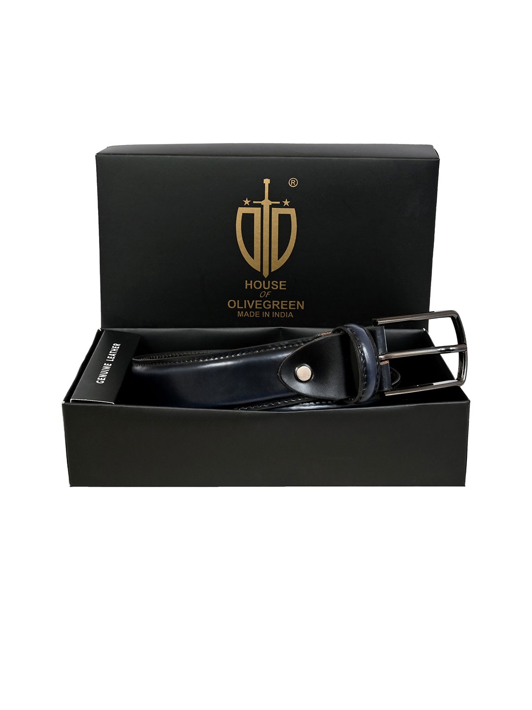 

HOUSE OF OLIVEGREEN Men Leather Belt, Black
