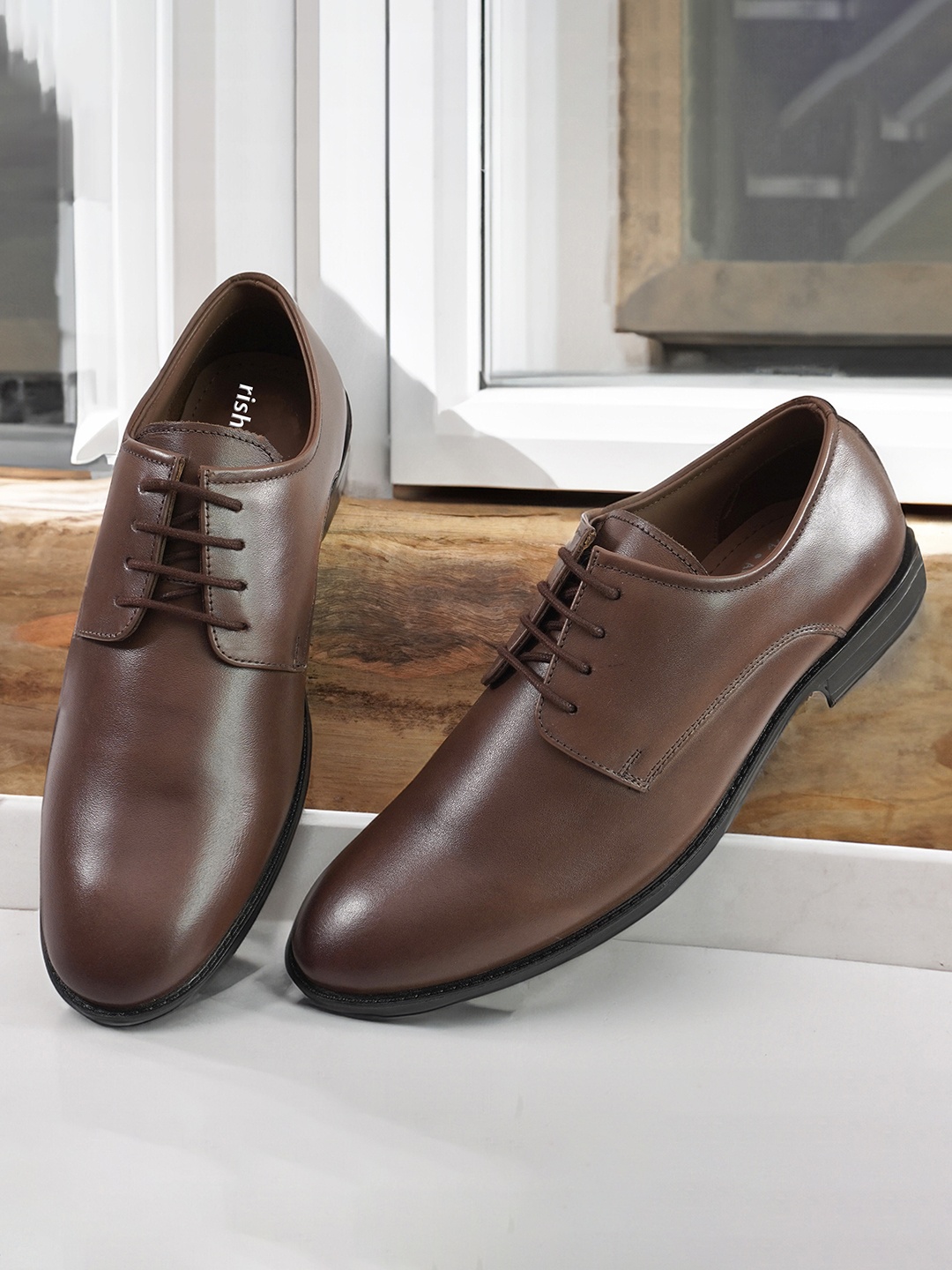 

rishXation Men Leather Formal Derbys, Brown