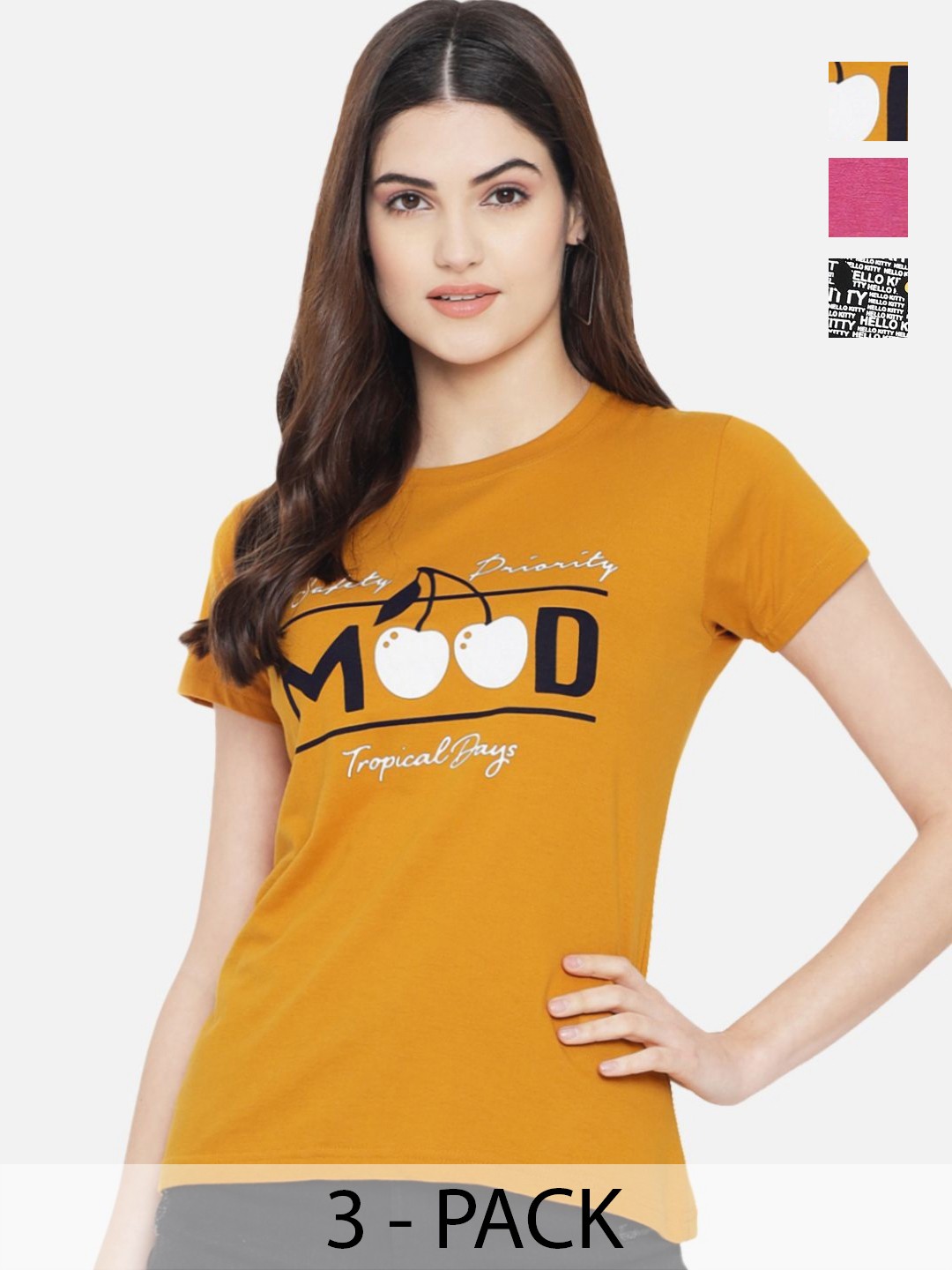 

Dreambe Women Typography Printed T-shirt, Multi