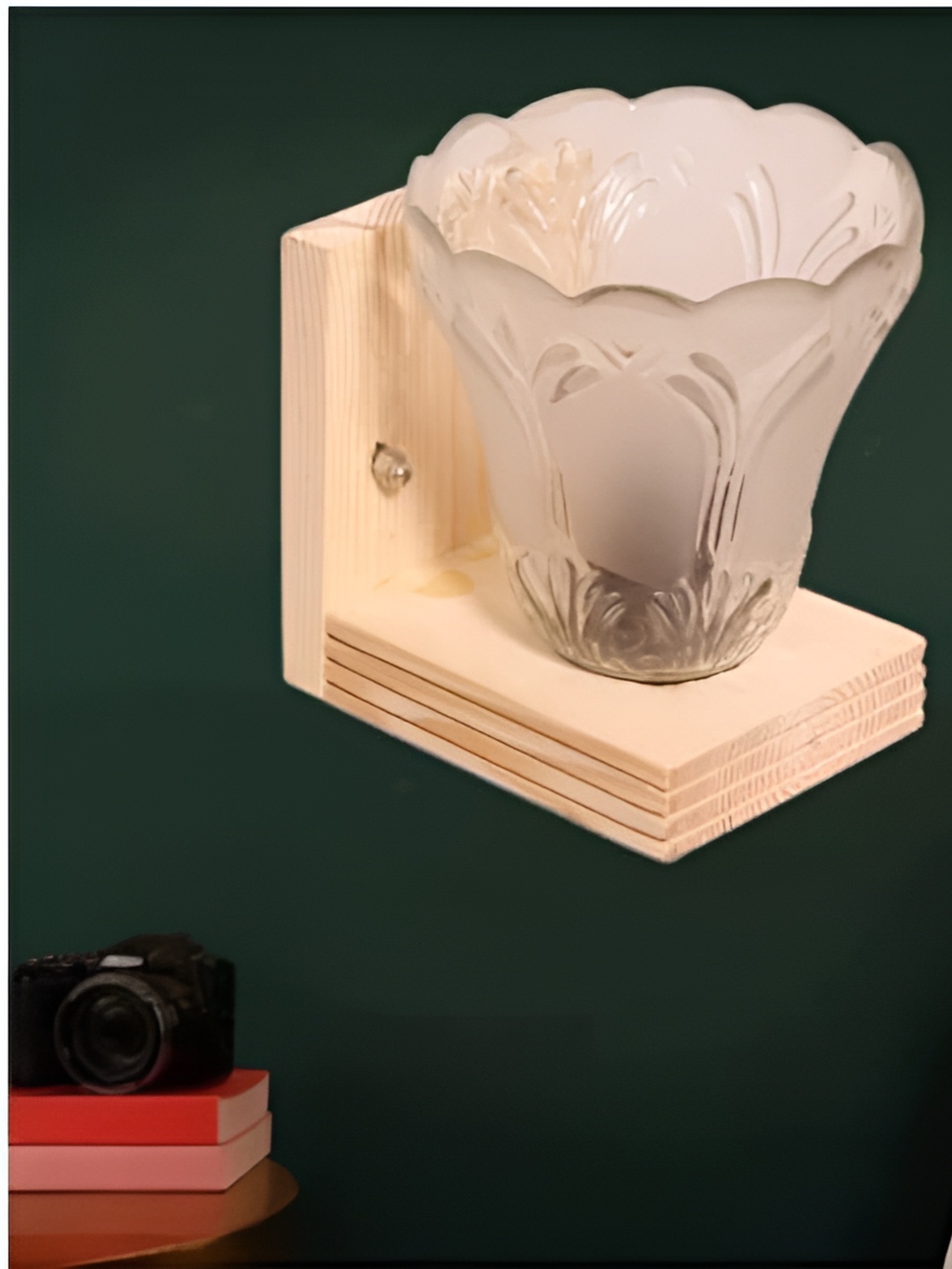 

KINIS Beige & Transparent Textured Quirky Cylinder Shaped Wooden Wall Lamp