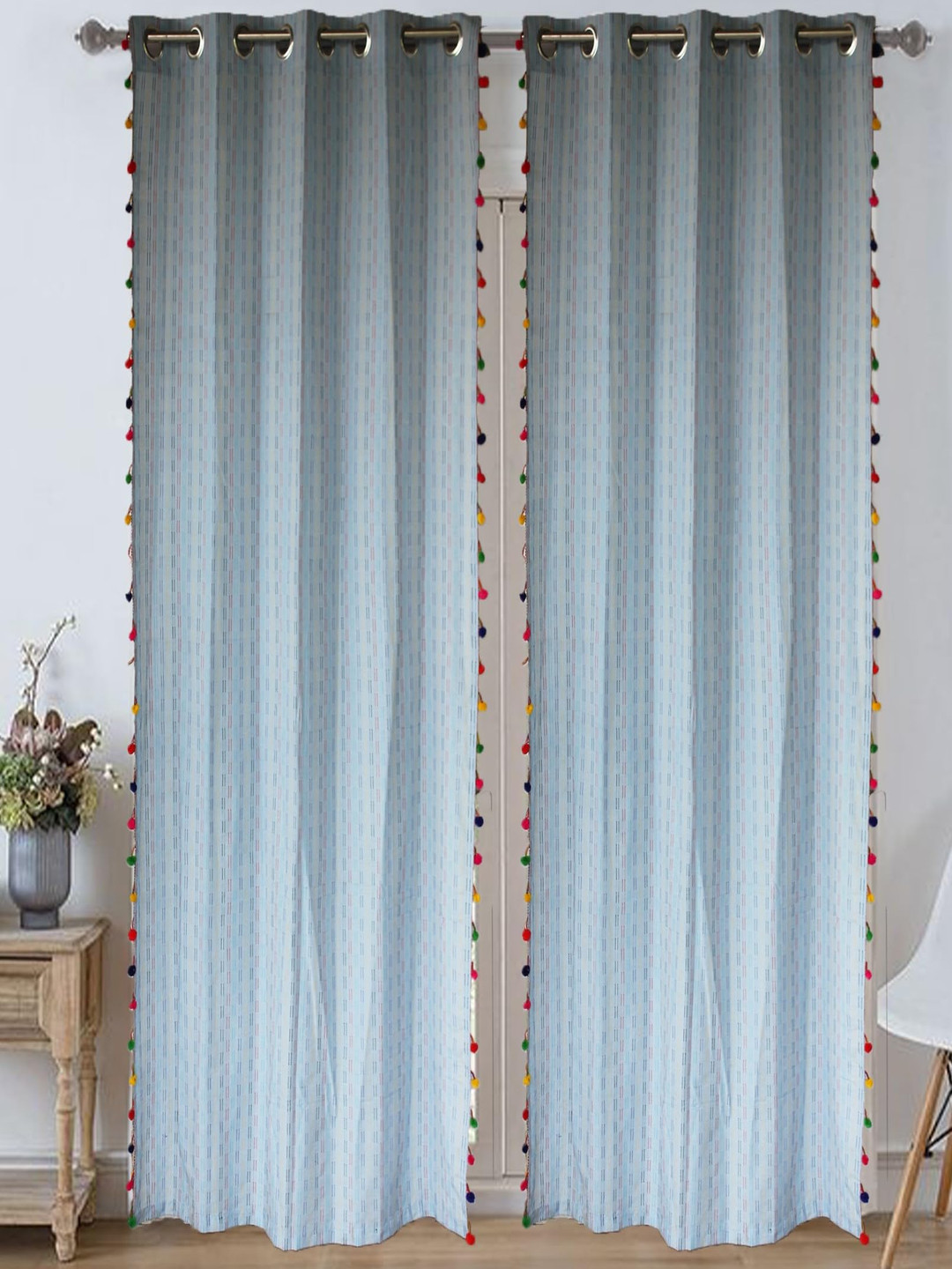 

Dekor World Beige Set of 2 Striped Door Curtain