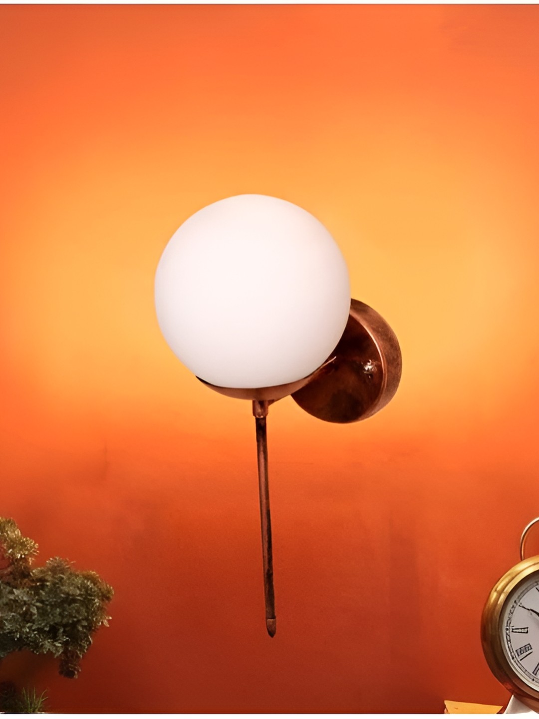 

KINIS Copper-Toned & White Metal Spherical Shaped Wall Lamp With Bulb