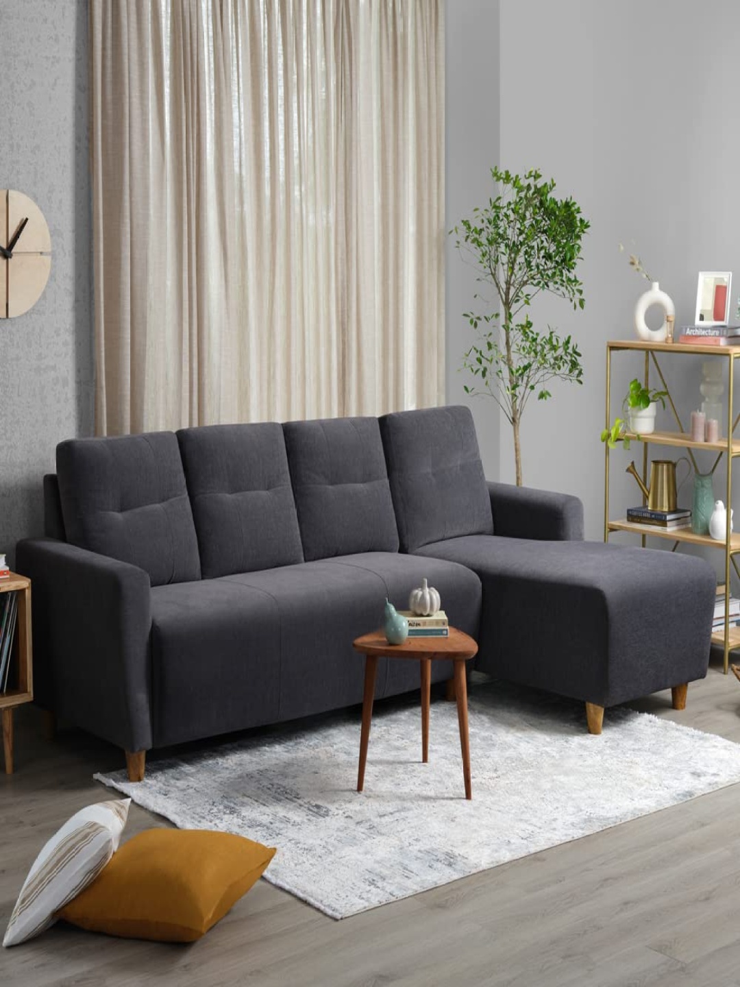 

Sleepyhead Yolo 5 To 6 Person Sofa Rhs L Shape Sofa Set Fabric Sesame Grey