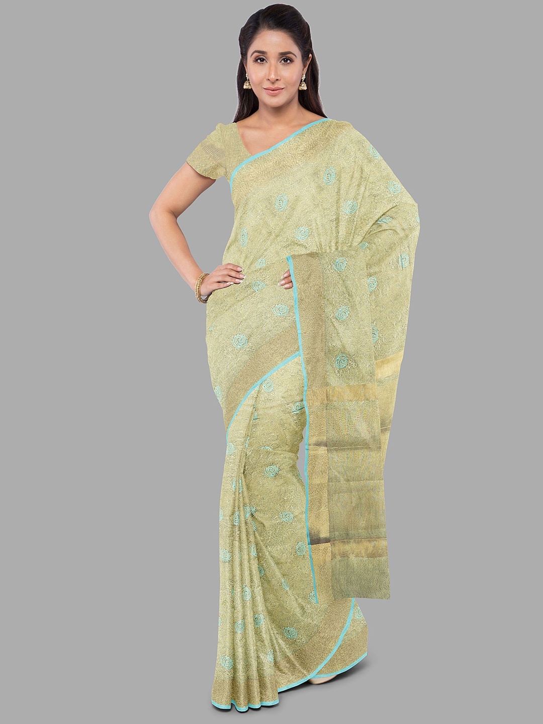 

The Chennai Silks Woven Design Zari Banarasi Saree, Gold