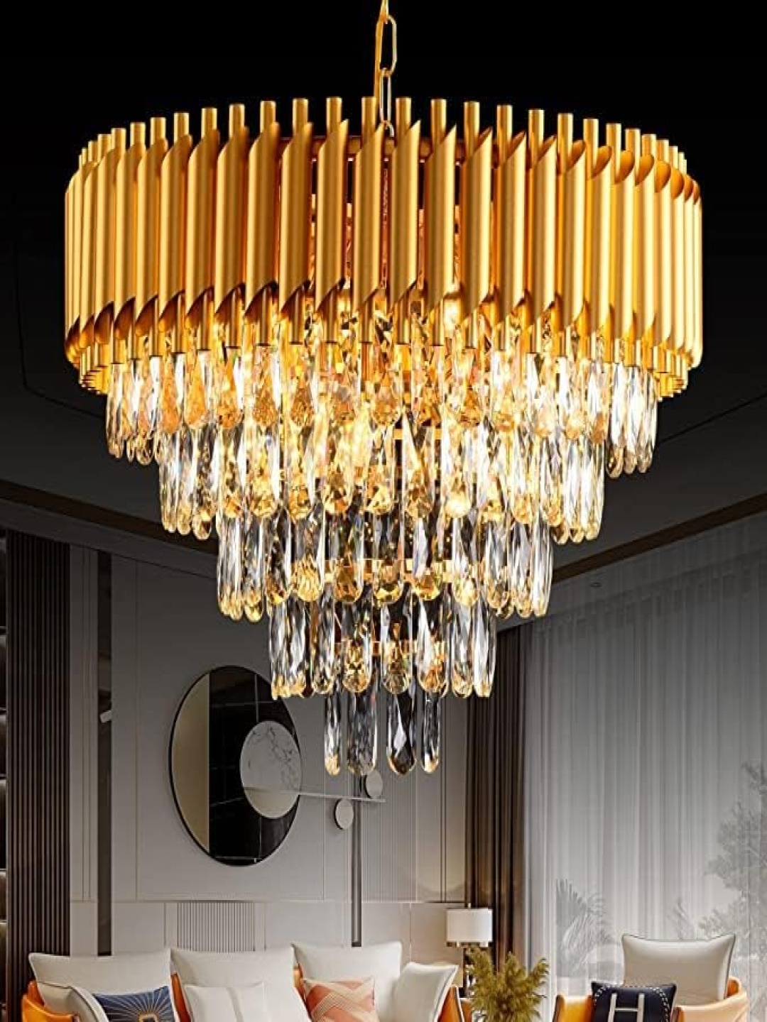 

GAUVIK Gold-Toned & White Textured Ceiling Lamp