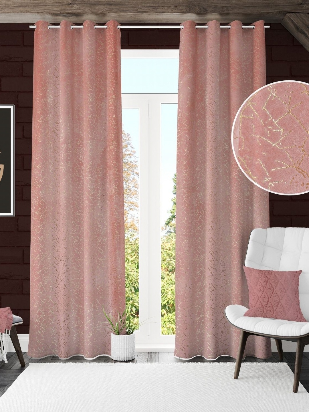 

Galaxy Home Decor Pink Set of 2 Room Darkening Long Door Curtain