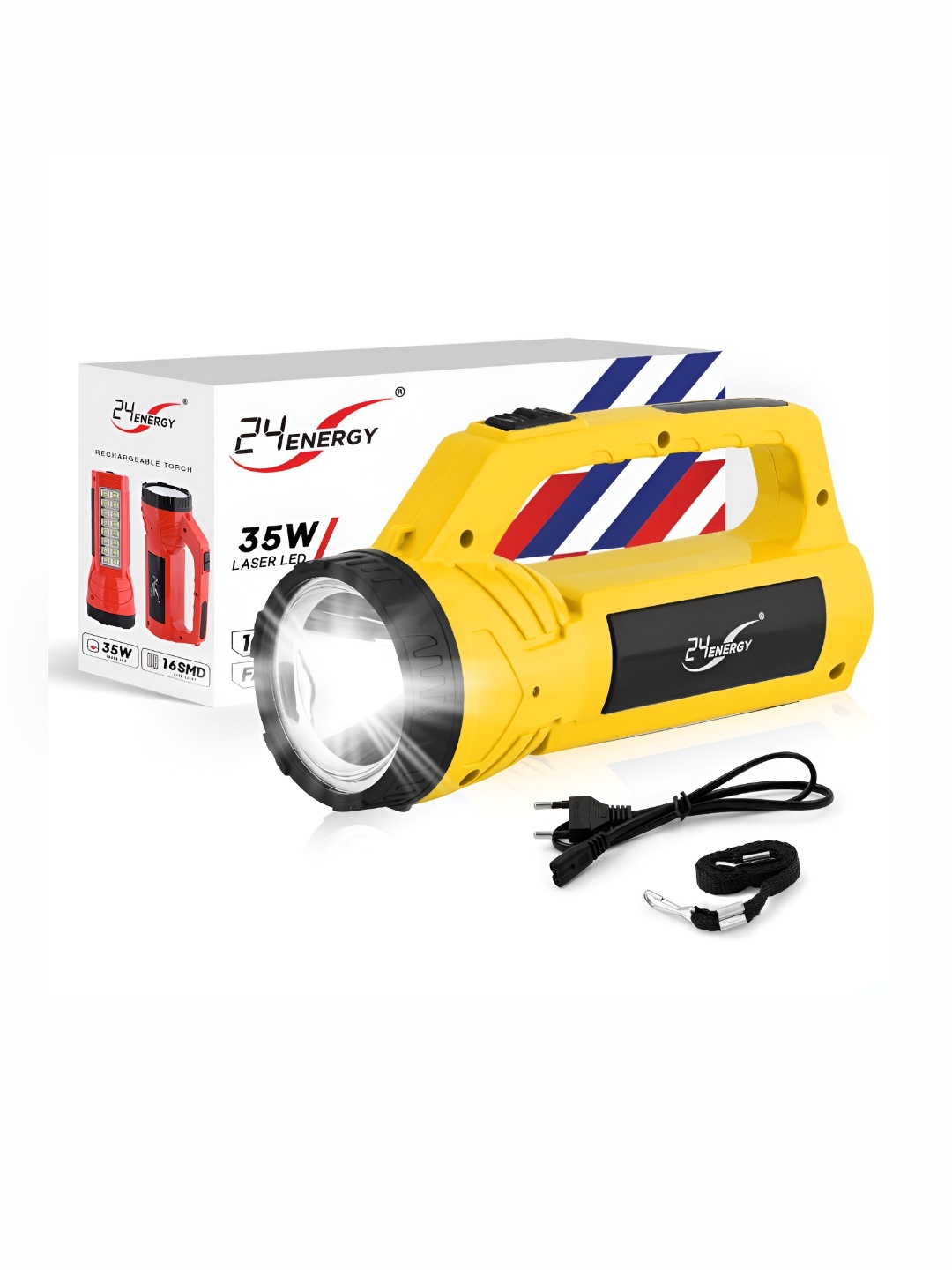 

24ENERGY Yellow and Black Duo Hand Torch Light Flash & Lamp 35W