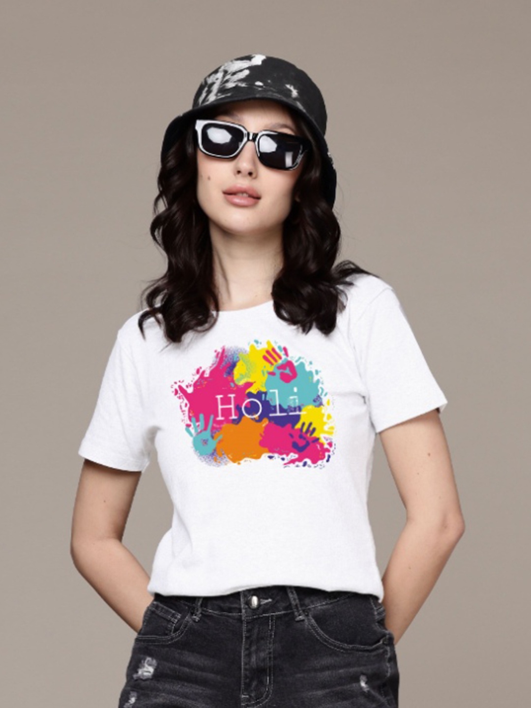

Moda Rapido Women Graphic Printed Round Neck Cotton T-shirt, White