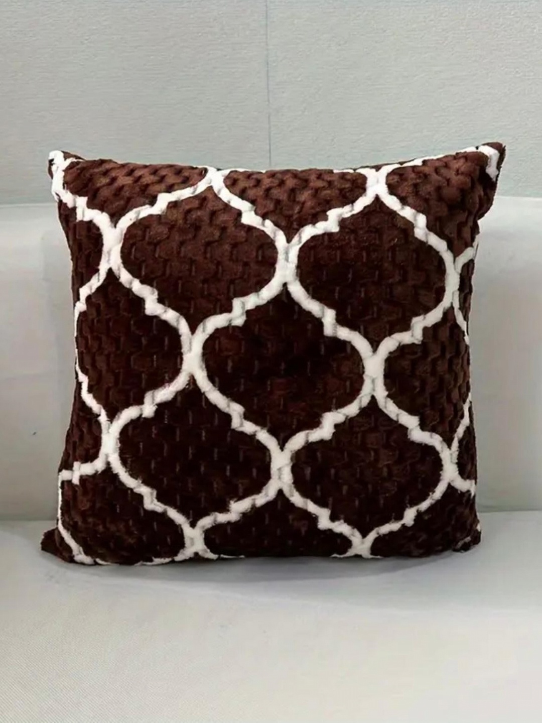 

TANLOOMS Brown & White Abstract Textured Velvet Square Cushion Covers
