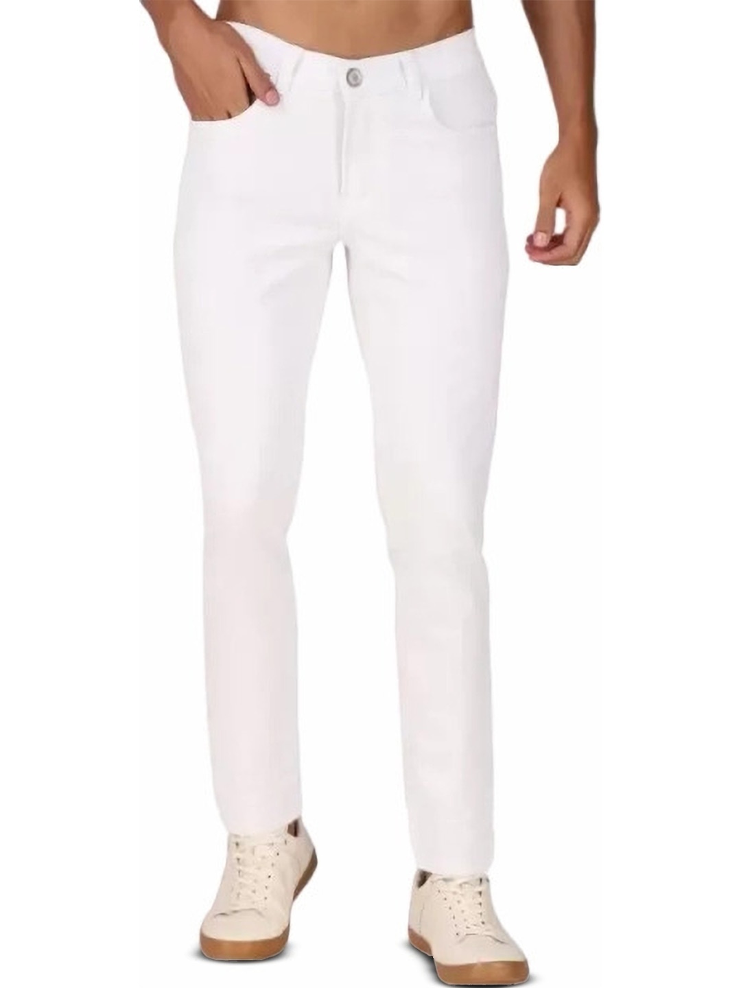 

COMFITS Men Classic Slash Knee Stretchable Jeans, White