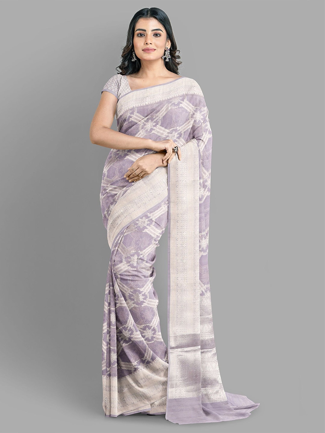 

The Chennai Silks Woven Design Zari Sambalpuri Saree, Lavender