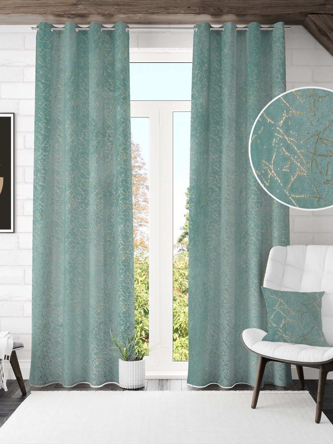 

Galaxy Home Decor Blue Set of 2 Room Darkening Door Curtain