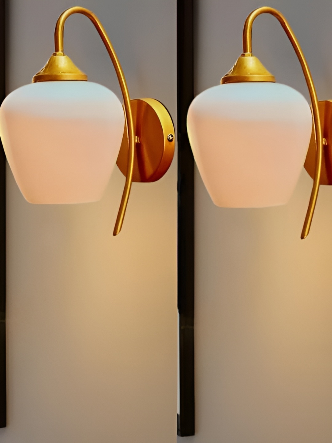 

KINIS Gold-Toned & White 2 Pieces Metal Contemporary Wall Lamps