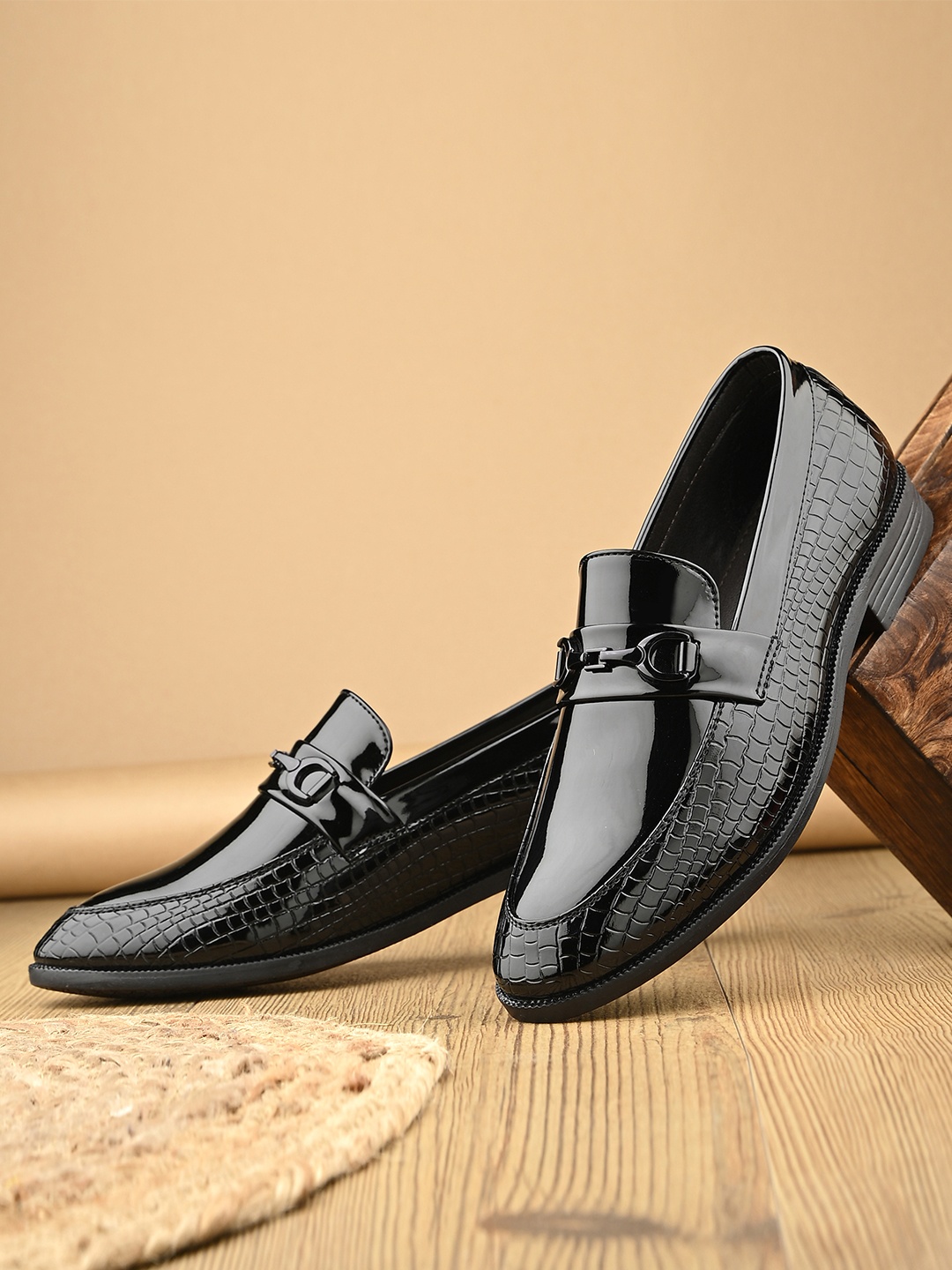 

House Of Pataudi Men Formal Slip On Loafers, Black
