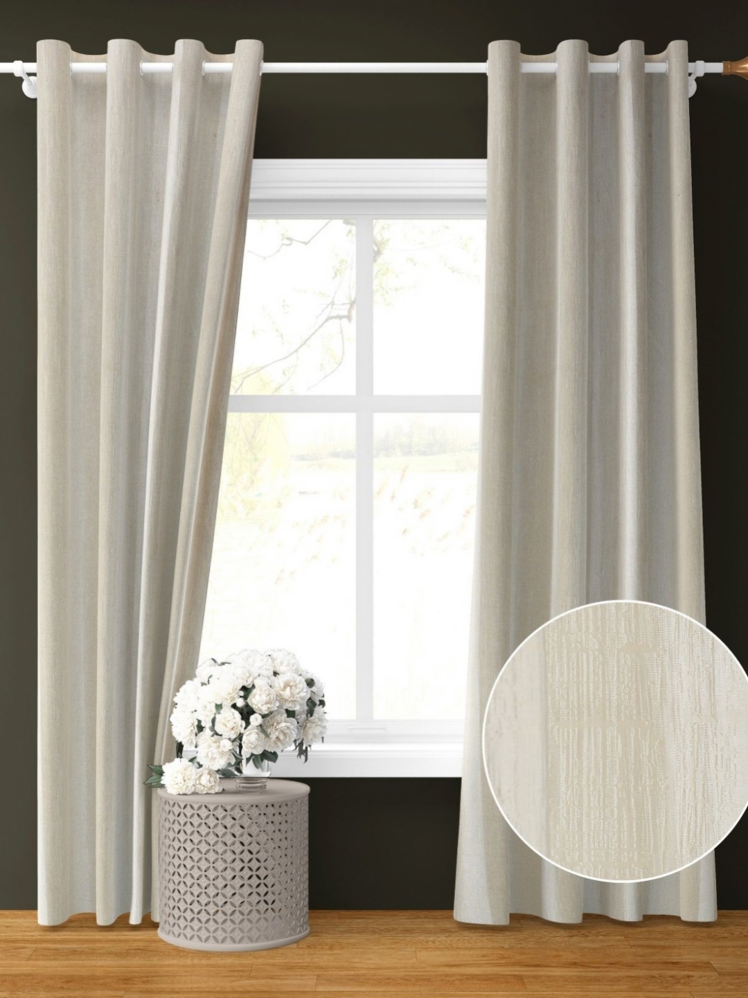 

Galaxy Home Decor Cream-Coloured Set of 2 Room Darkening Window Curtain