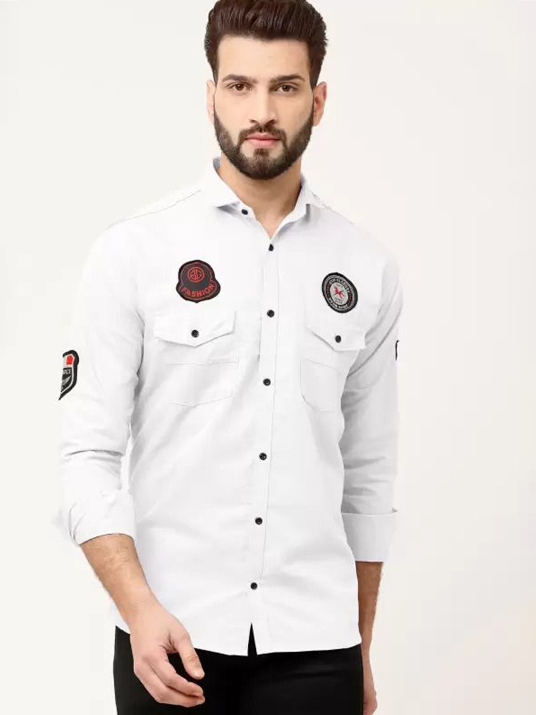

GREENFLAIR Men Classic Fit Spread Collar Solid Casual Shirt, White