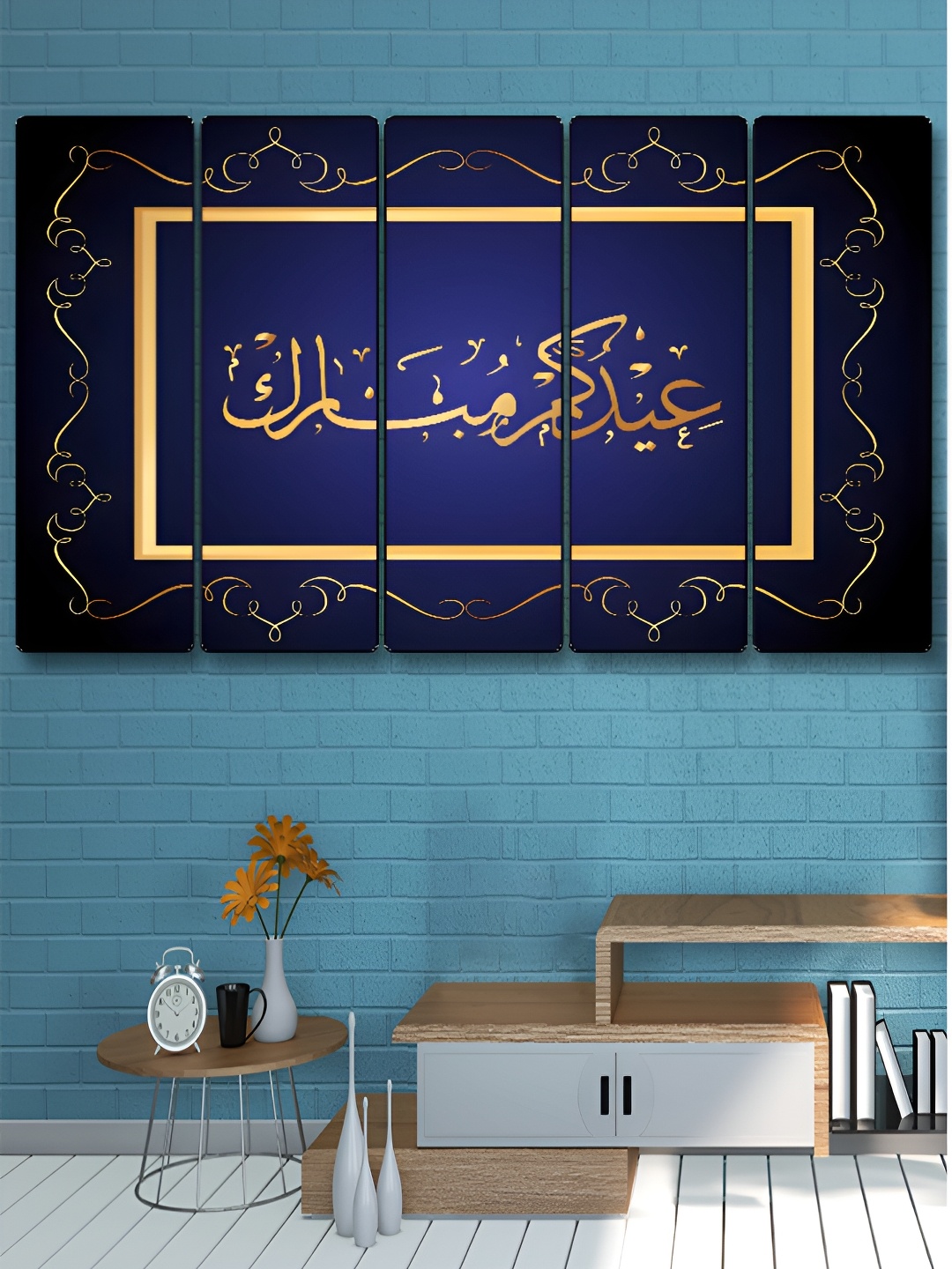 

Myntra Elegant Homes Black & Blue 5 Pieces Islamic Religious Wooden Wall Paintings