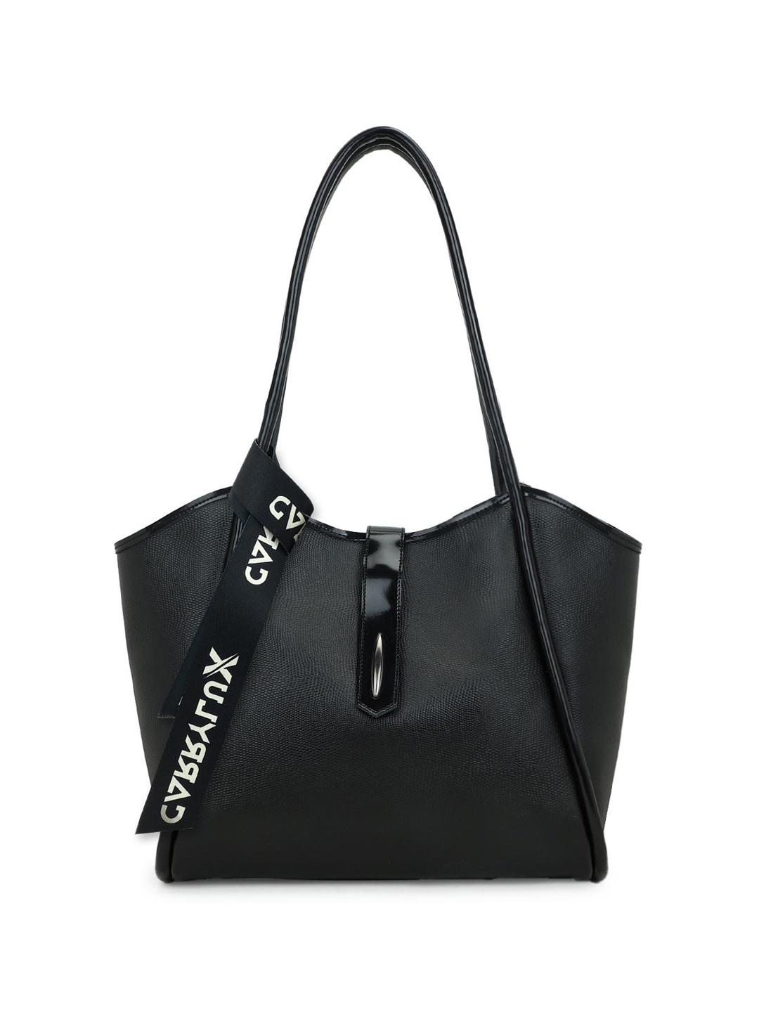 

CarryLux Textured Tote Bag With Decorative Strap, Black