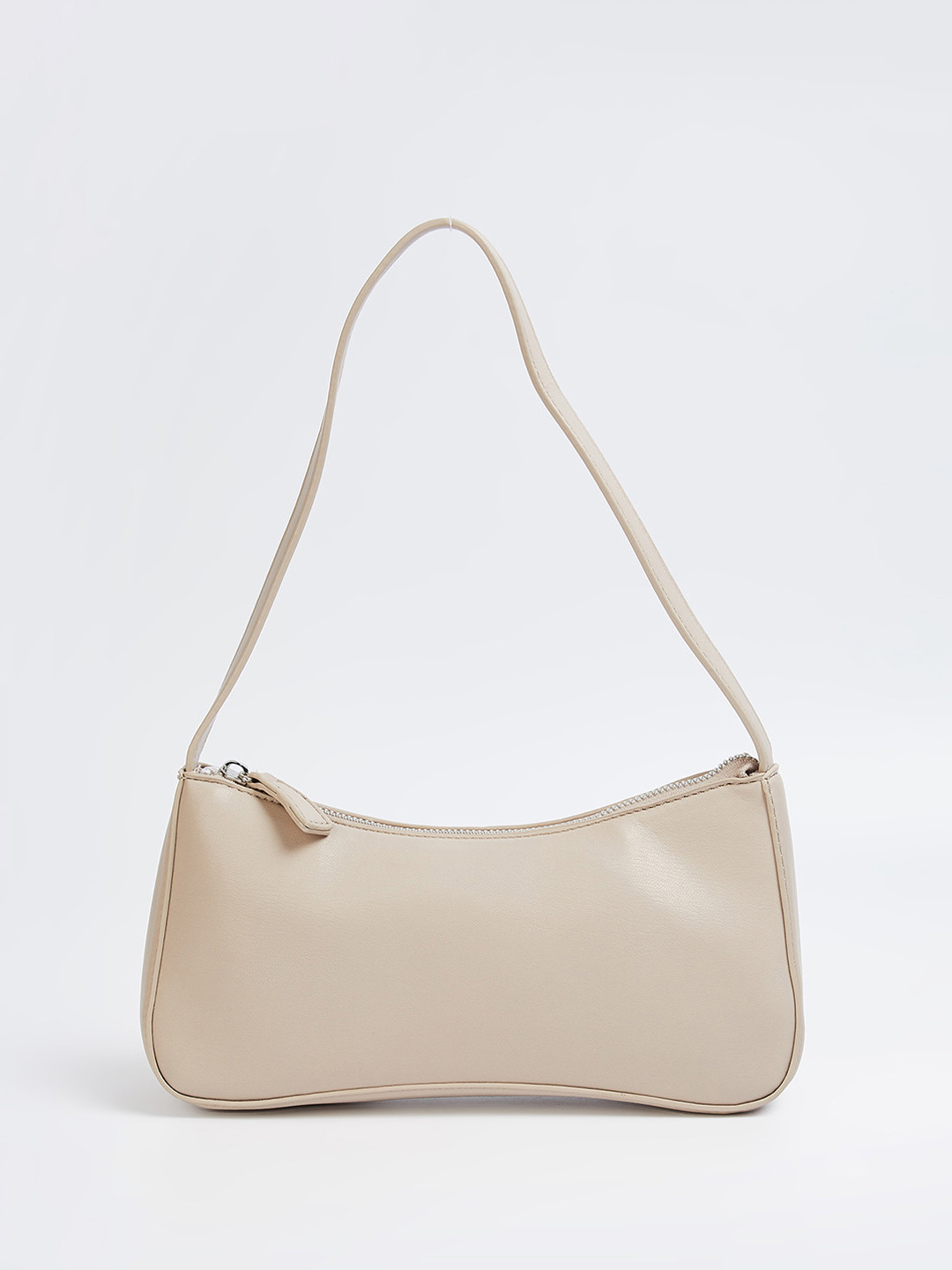 

max PU Half Moon Hobo Bag, Beige
