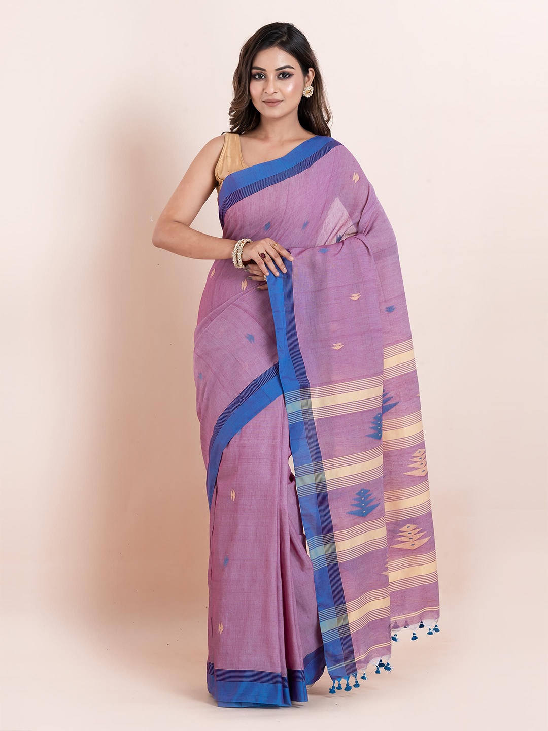 

PUKU Woven Design Pure Cotton Saree, Mauve