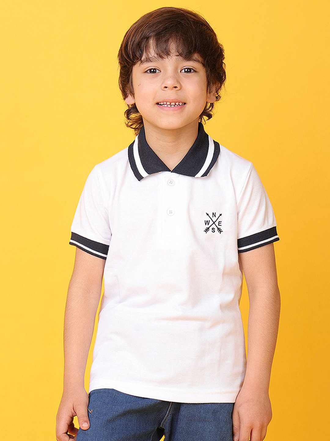 

KUCHIPOO Boys Solid Polo Collar Cotton T-shirt, White