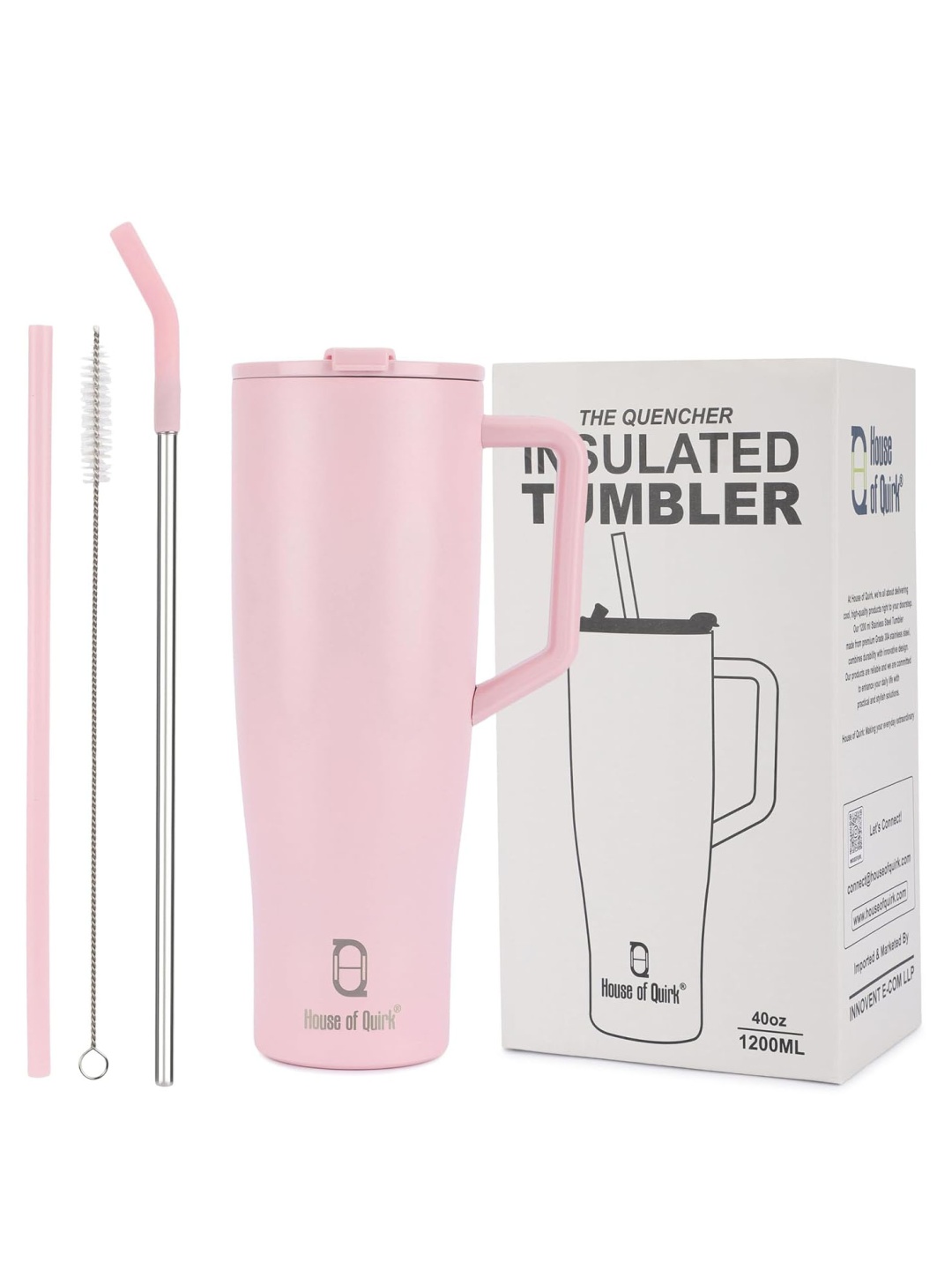 

HOUSE OF QUIRK Pink Single Stainless Steel Solid Double Wall Vacuum Water Bottle