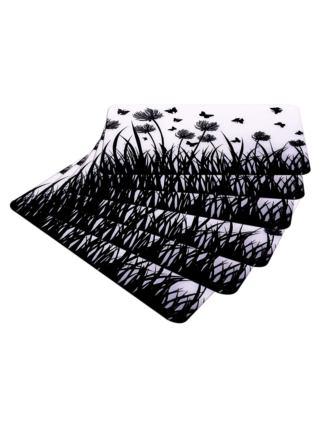 

Kuber Industries 6-Pcs White Printed Stain Resistant TablePlacemats