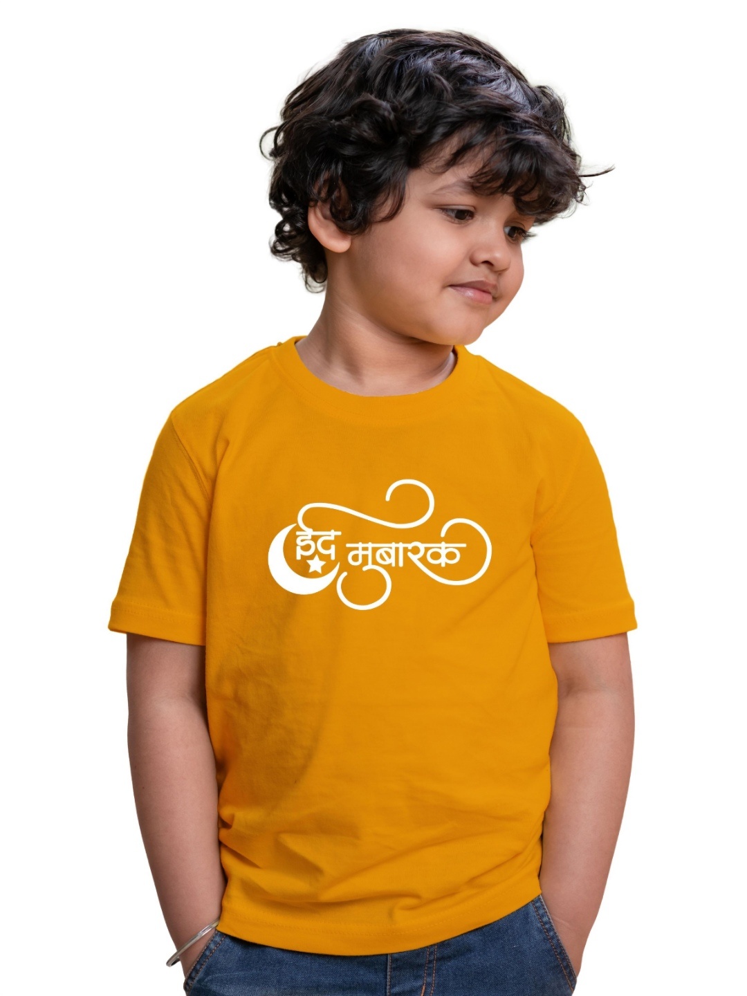 

Chombooka Kids Typography Printed Cotton T-shirt, Mustard
