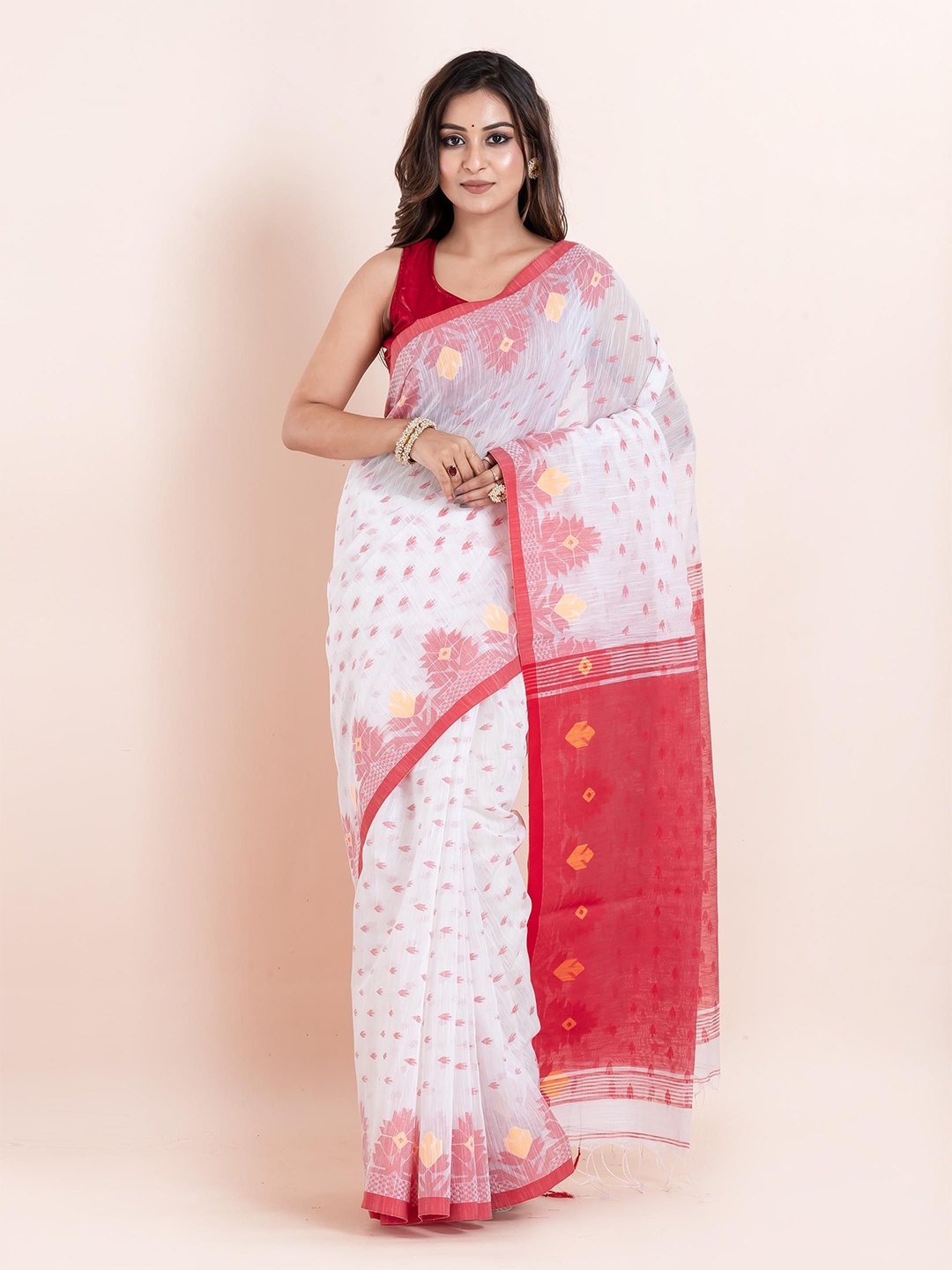 

PUKU Ethnic Motifs Woven Saree, Off white