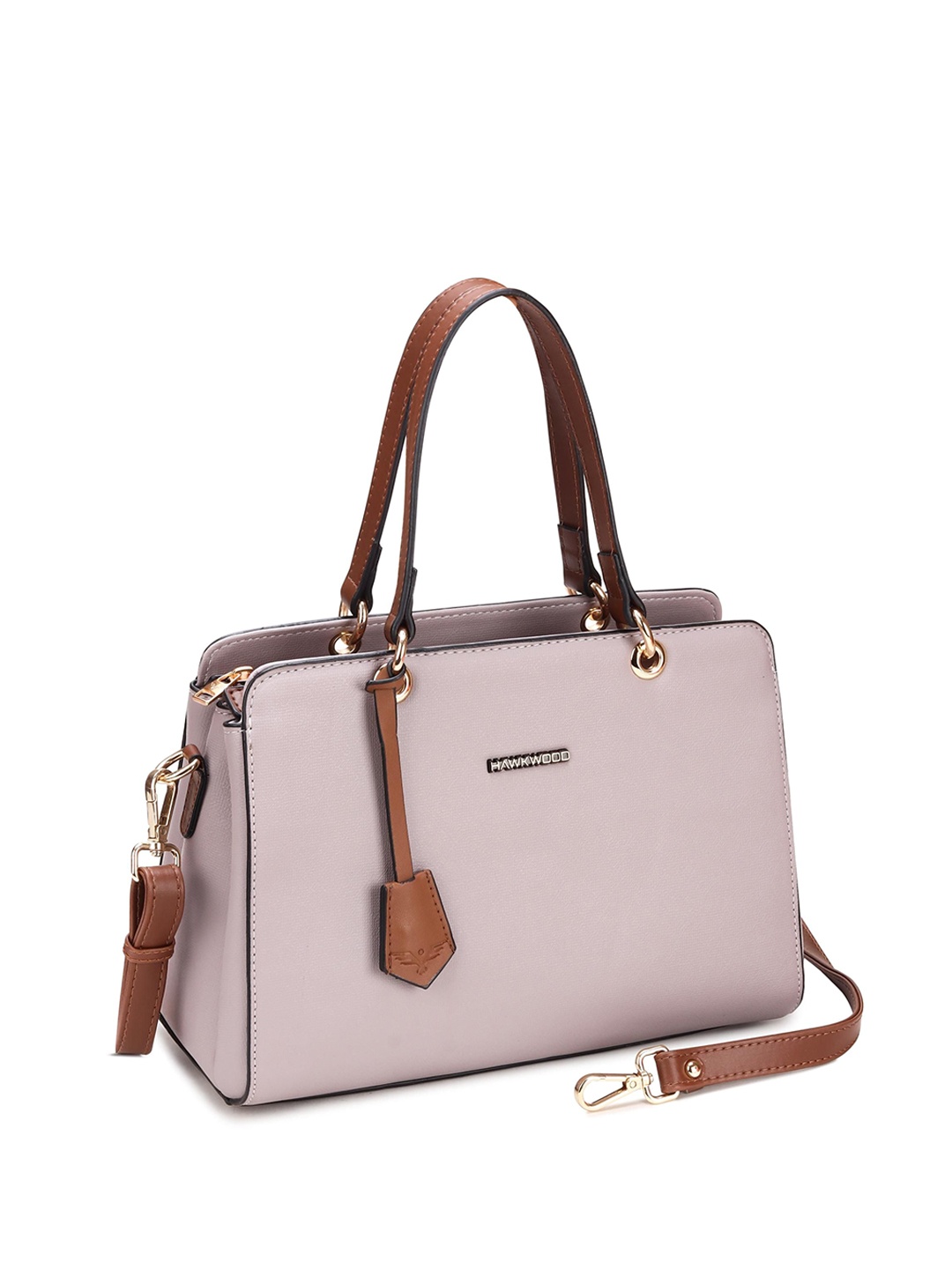 

PV STORE Leather Structured Handheld Bag with Tasselled, Pink