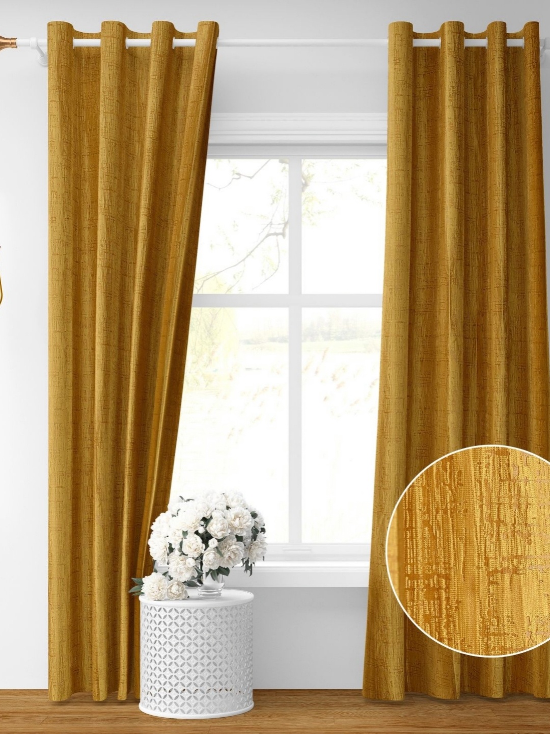 

Galaxy Home Decor Yellow Set of 2 Room Darkening Door Curtain