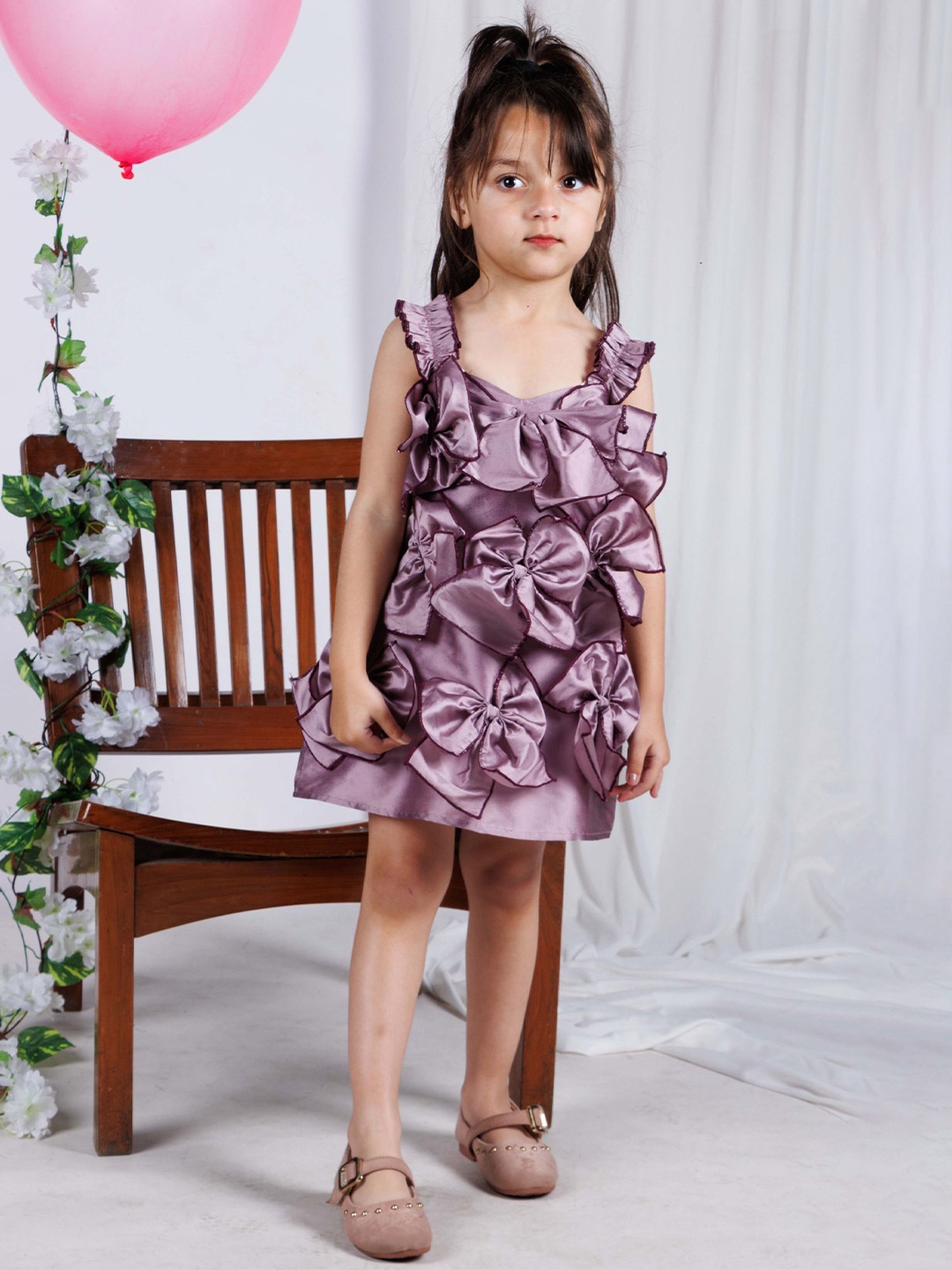 

Foreverkidz Girls Belle Of Bows Party A-Line Dress, Rose gold