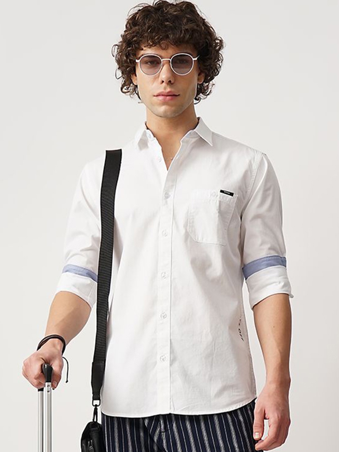 

Genoa Men Classic Slim Fit Opaque Casual Shirt, White