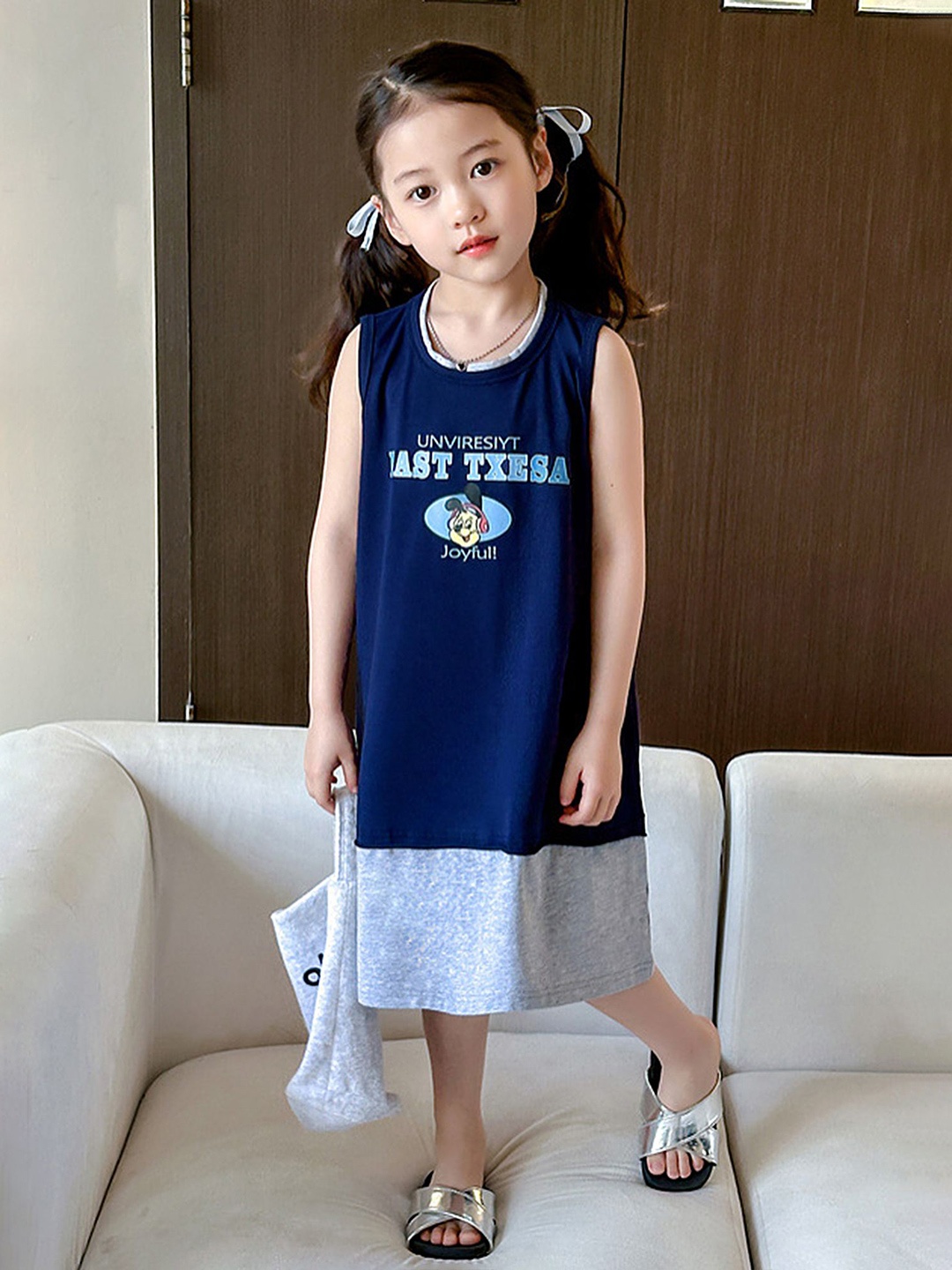 

LULU & SKY Girls Print Tank Top, Navy blue