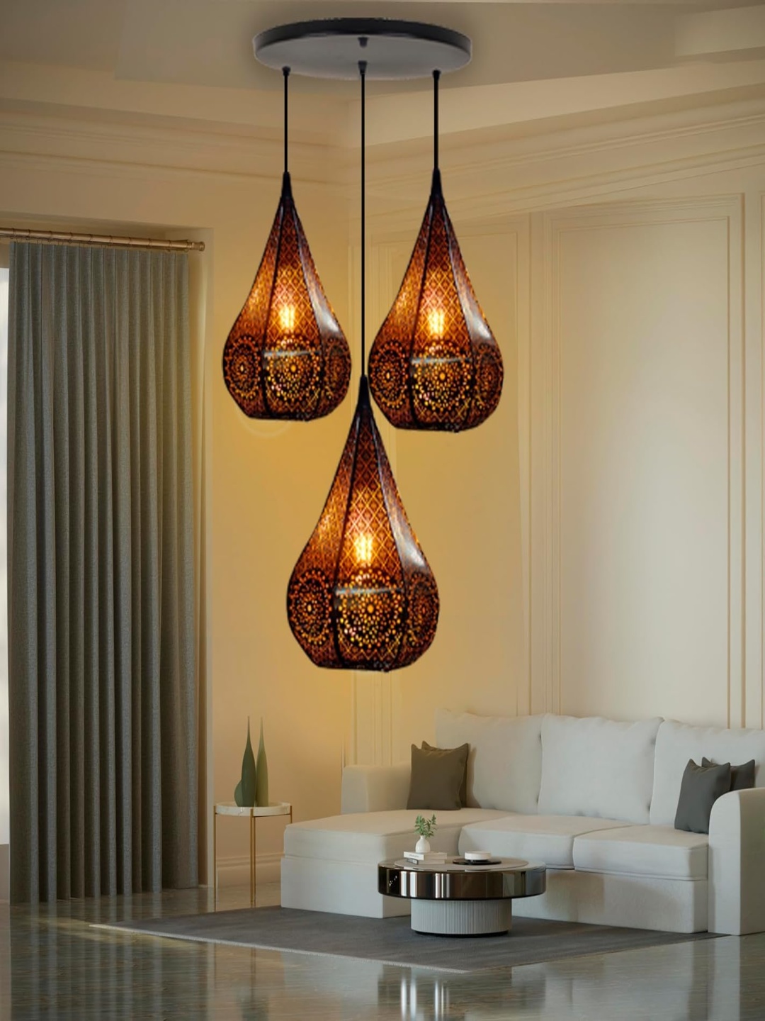 

GAUVIK Black & Brown Textured Ceiling Lamp