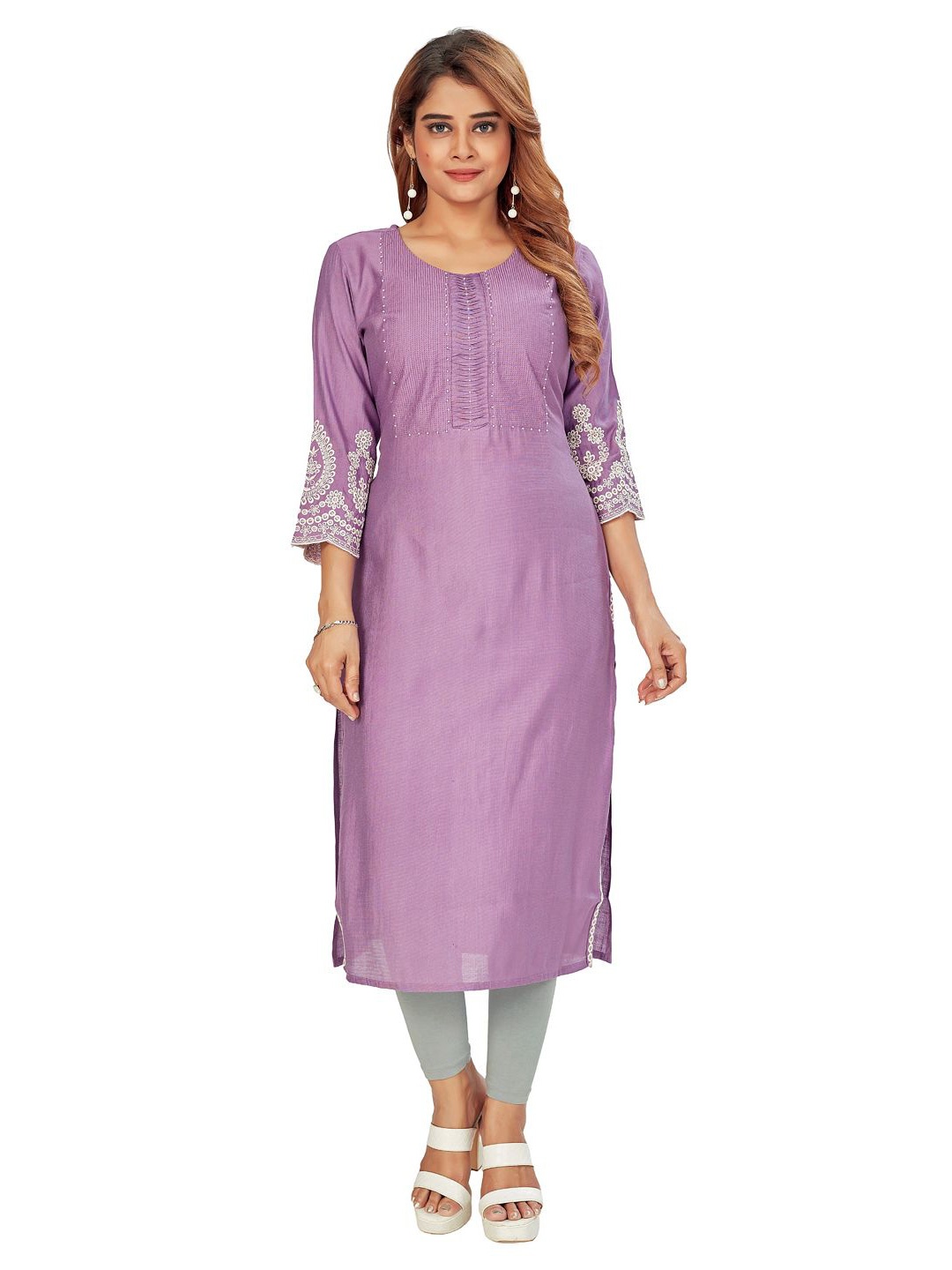 

Amchoor Women Yoke Design Straight Kurta, Purple