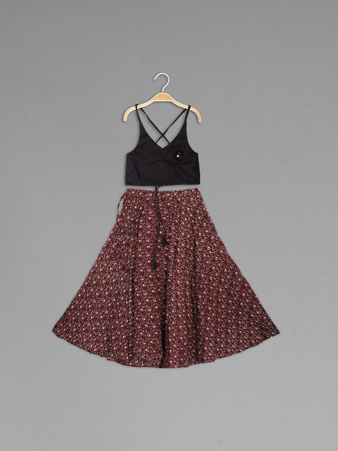 

Anneca Girls Sholuder Strap Floral Printed Lehenga With Choli, Maroon