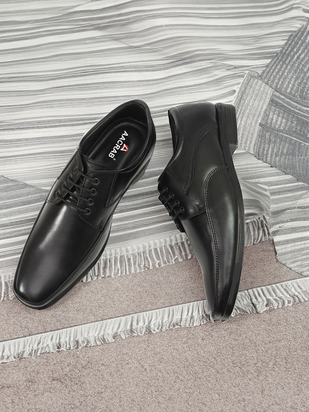 

AACRAB Men Round Toe Formal Derbys, Black
