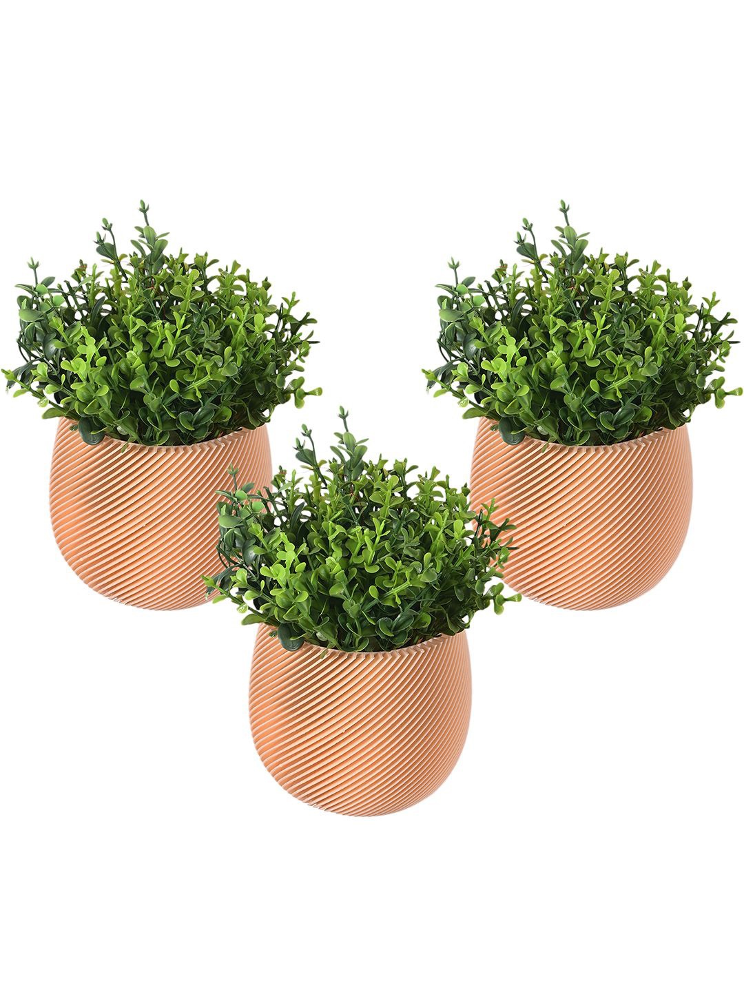

Kuber Industries Gold-Toned & Green 3 Pieces Artificial Flower With Pot