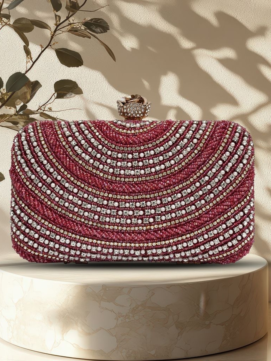 

FOR THE BEAUTIFUL YOU Printed Purse Clutch, Maroon