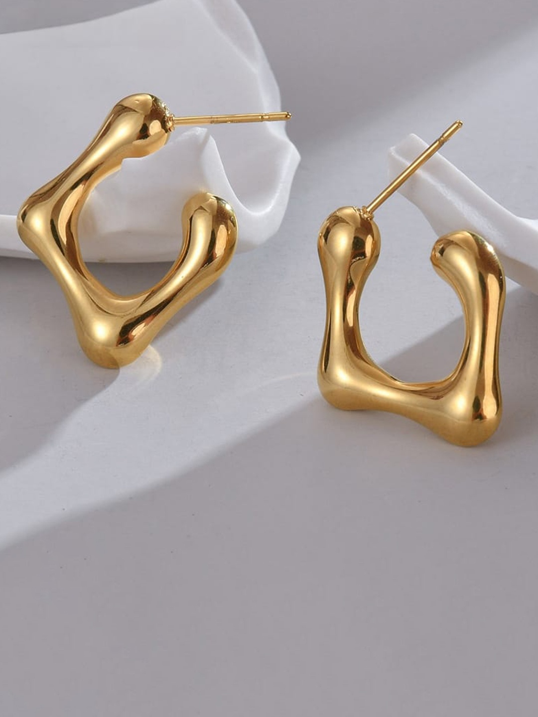 

DressBerry Geometric Half Hoop Earrings, Gold