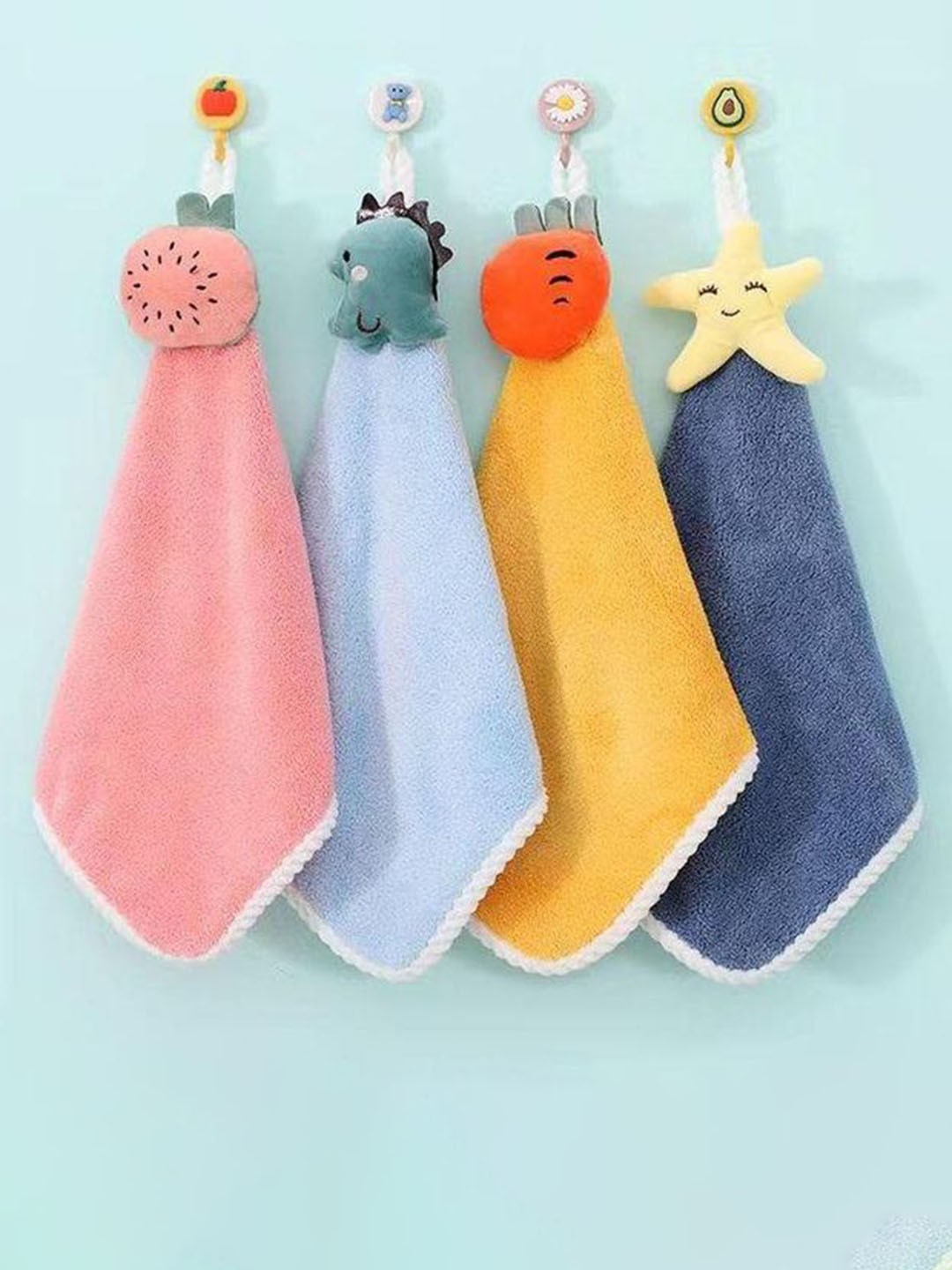 

FAVRIA 4-Pcs Yellow & Blue Square Shape Hand Towel