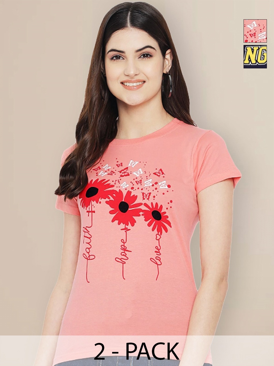 

GLOBAL NOMAD Women Typography 2 Wonder Woman Printed Applique T-shirt, Multi