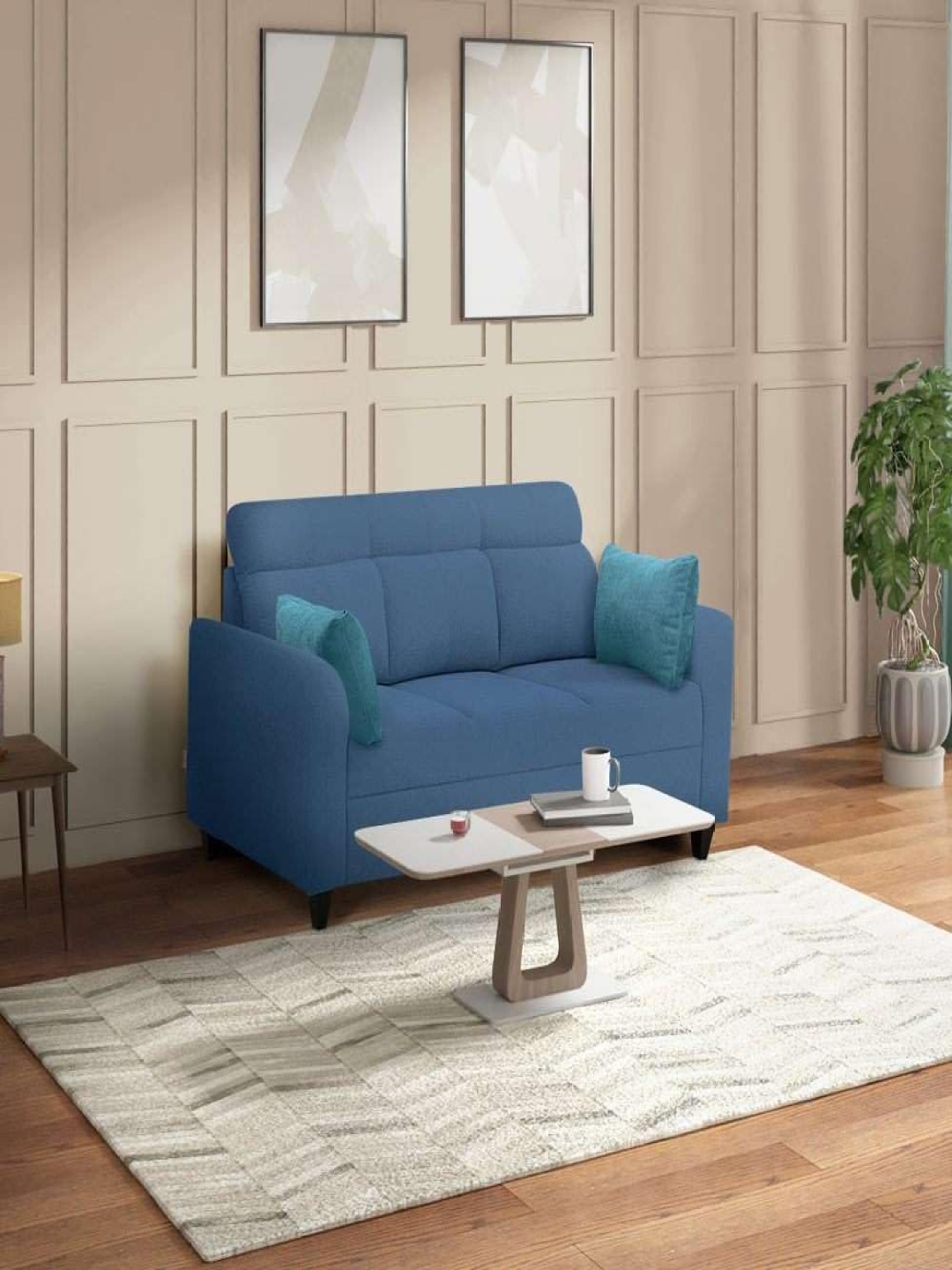 

Duroflex Zivo Plus Twilight Blue Fabric 3 Seater Sofa Set