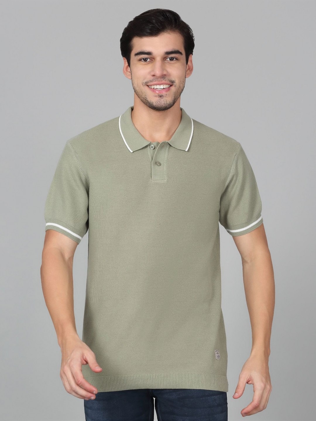 

Cantabil Men Solid Polo Collar T-shirt, Olive