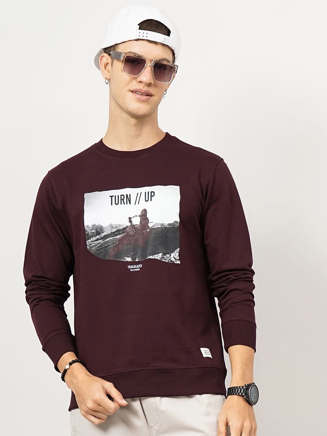 

Genoa Men Printed Cotton Sweatshirt, Burgundy